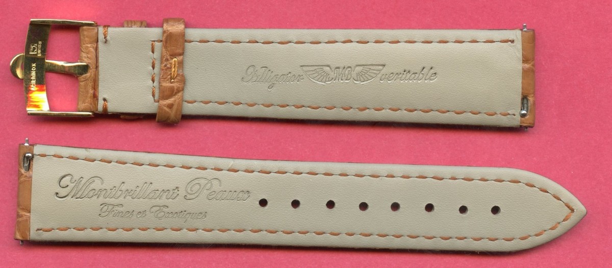 Bracelet De Montre En Cuir De Crocodile Véritable - Marron Ocre, 20/16 Mm, Fait Main En France - Neuf