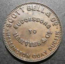 Farthing token 19thC - Scott Bell & Co. drapers Dublin - Ireland BUF W.6220