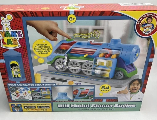 2020 Ryan's World DIY Model Steam Engine Kit 54-Piece Train Building Set Age 8+