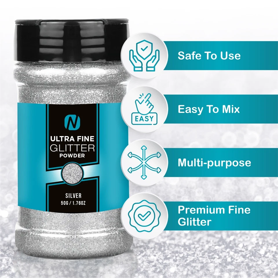 100 Botellas Plata Brillo A Granel - 50g Brillo Extra Fino. Brillo artesanal. Foto 4 de 4