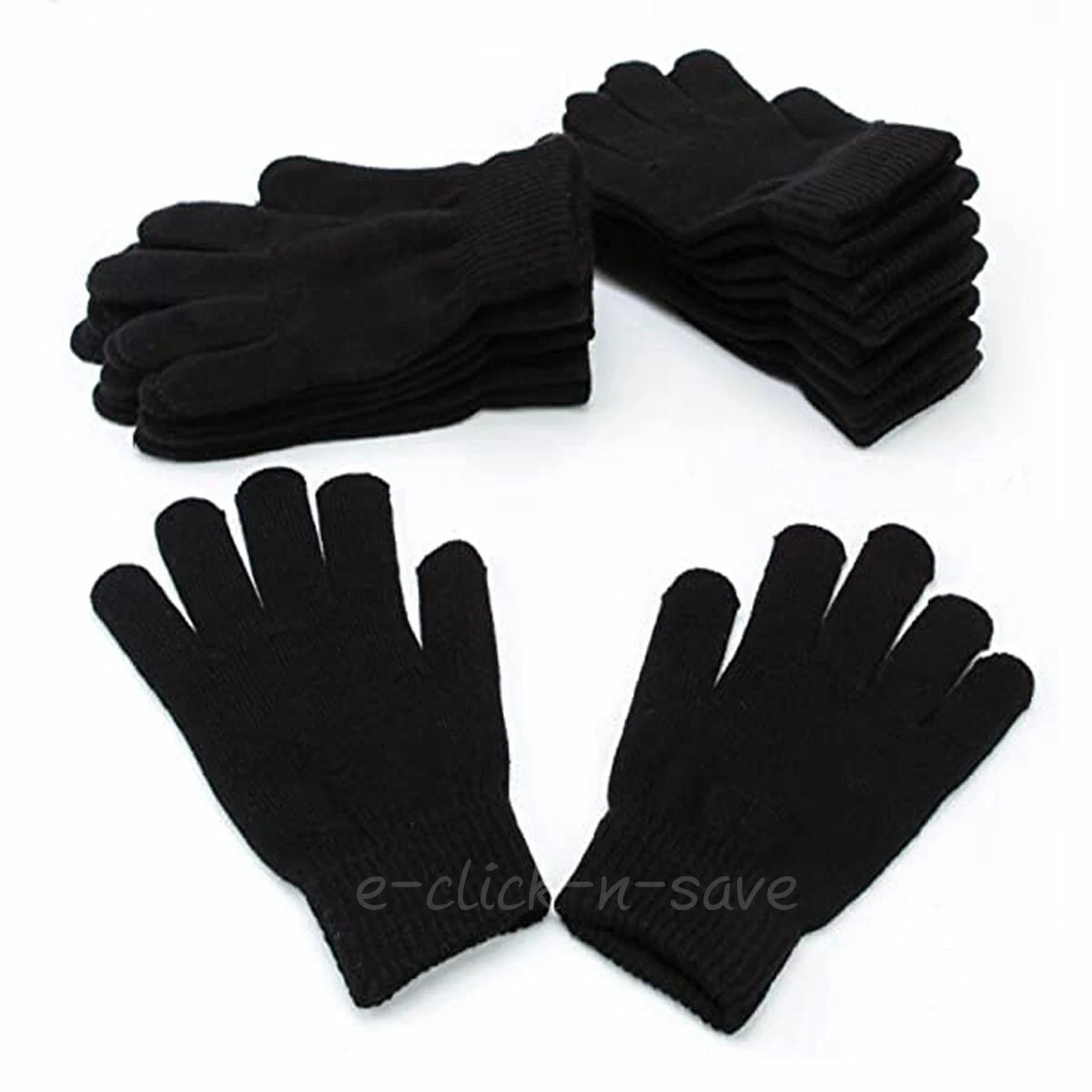 MEN'S WOMEN WINTER BLACK SOLID ASSORTED COLORS WARM KNITTED GLOVES WHOLESALE LOT