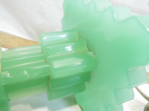 Vintage Art Deco Jade Green Boudoir Skyscraper Glass Lamp Table Light Tower - Picture 8 of 10