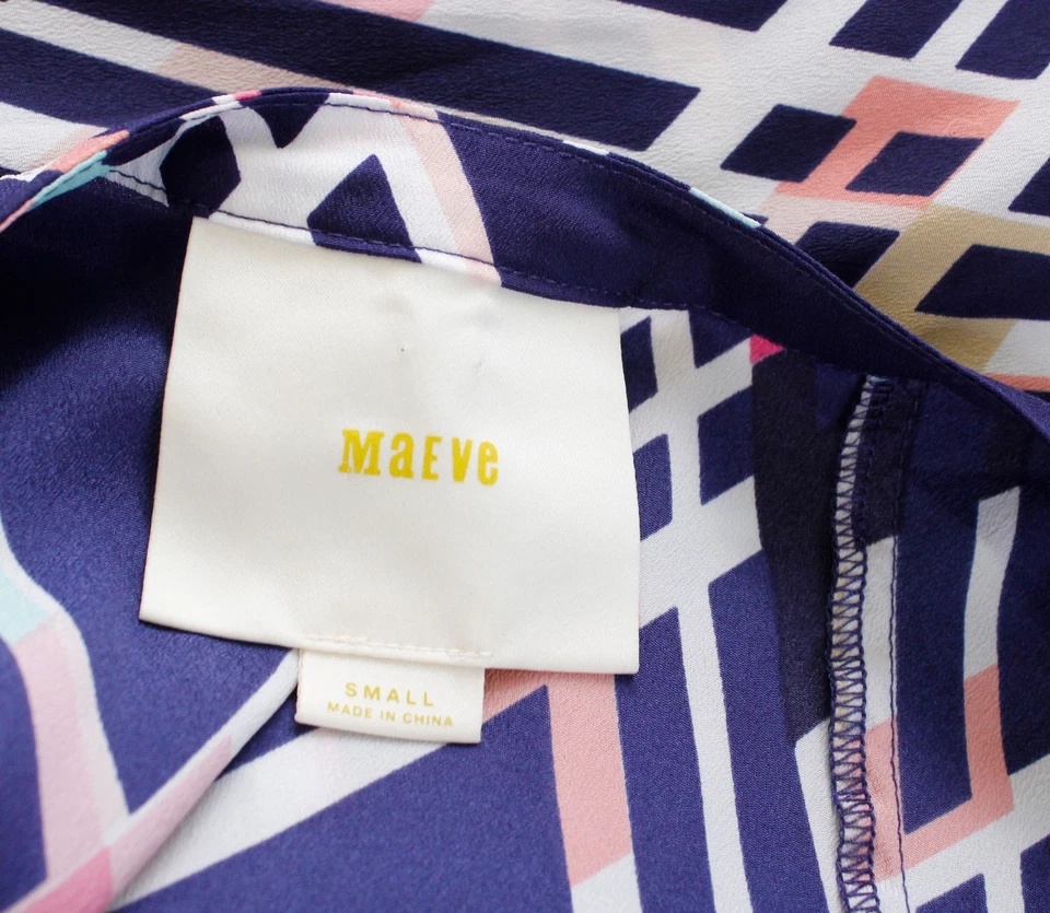 Платье макси Maeve Anthropologie Diamant темно-синее с геометрическим принтом Hi Lo размер S - Изображение 4 из 4