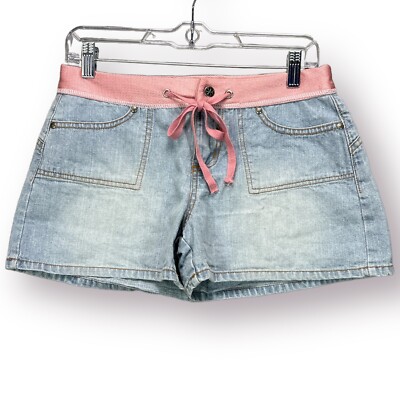 Y2K 90s Jean Shorts Womens Juniors 7 Low Rise Pink Jersey Waist 30