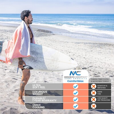 ComfortMax Towel - Reversible Microfiber & Cooling Tech, 35"x71", Sand-Free, Fast Drying
