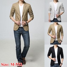 Giacca Blazer Uomo Formal Workwear Cotone Slim A Un Petto