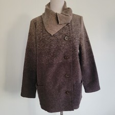 Appleseeds Women's Cardigan Sweater Brown Cream Knit Blend Wool Button Down Sz M