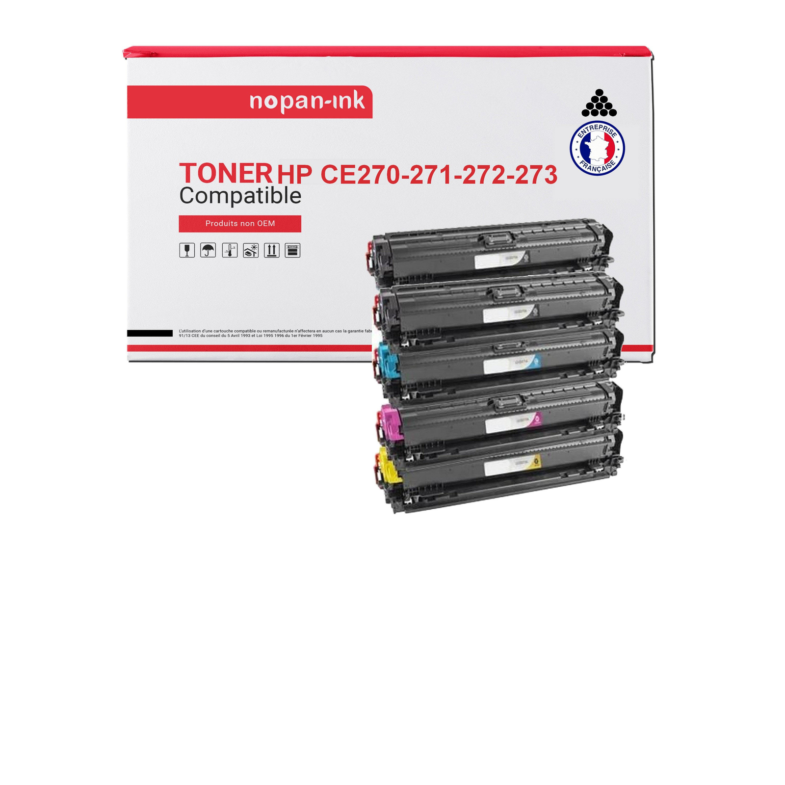 Toner compatible HP CE270A pack 5 cartouches pour remplacer l'encre épuisée sans bloquer l'imprimante
