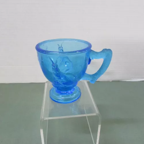 EAPG Early American Pattern Pressed 'Blue' Glass  Mug With Canguroo