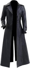 Men Classic Style Resident Evil 5 Albert Wesker Genuine Leather Long Trench Coat