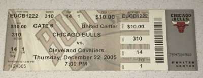 Cavaliers Chicago Bulls NBA United Center Ticket Stub Lebron James 12/22/2005