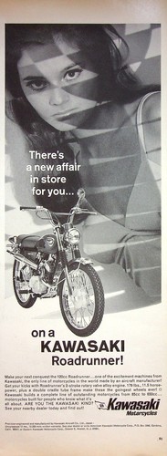 1967 - Kawasaki Roadrunner Motorcycle - Vintage Print Ad - New Affair- Wall Art