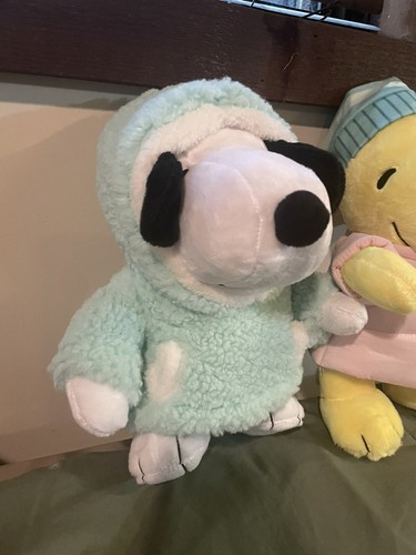 2 New Lot Snoopy Wool Jacket & Hood Woodstock Pink Puffer Jacket Plush Peanuts - Picture 2 of 10