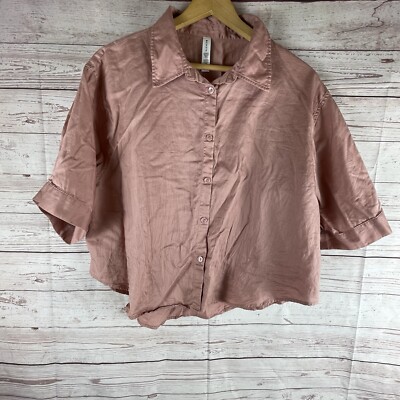 Athleta Women's Pink Cotton Dreams Sleep Oversized Blouse Top Shirt Sz M