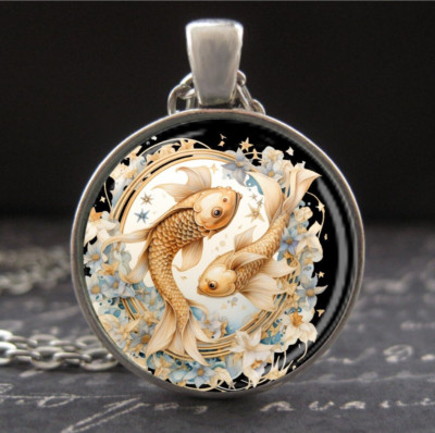 Pisces Zodiac Necklace Horoscope Astrology Sign Pendant Silver Birthday ...