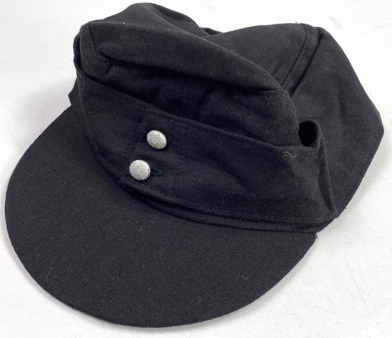 WWII GERMAN HEER WAFFEN PANZER BLACK WOOL M1943 EM NCO FIELD CAP-LARGE