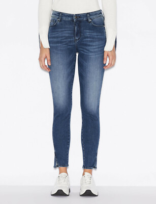 ARMANI EXCHANGE WOMENS J19 SUPER SKINNY SIDE SLIT JEANS SIZE 30 R