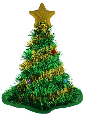 Zac's Alter Ego Large Christmas Tree Hat With Golden Star Tinsel