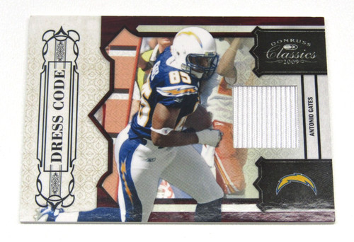 Antonio Gates Game Worn Jersey Card 09 Donruss Dress Code /299 Chargers NFL