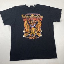Harley Davidson “Knee Deep In Iron “ Black T-Shirt Made In USA Eagle Logo