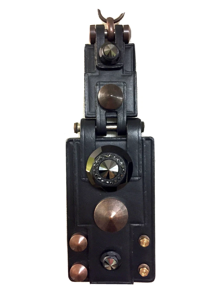 Gargantilla colgante de cuero con tachuelas de cristal cadena de cobre LANVIN collar llamativo Foto 2 de 4