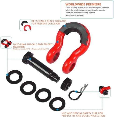 Shackles 3/4 Inch DRing Shackle 45,000lb Break Strength Isolator and Washer Kit - Picture 13 of 14