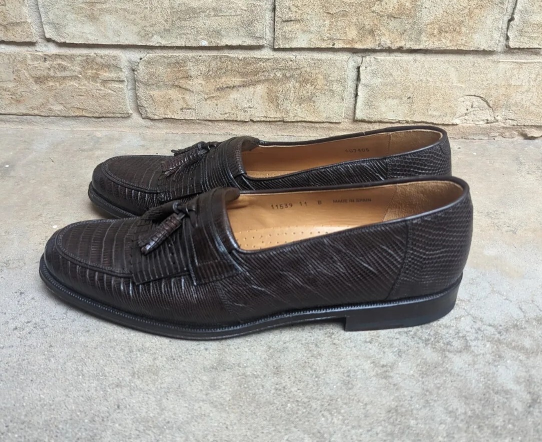 E.T. WRIGHT Brown Lizard moccasin tassel Loafers shoes Spain  display picture 1