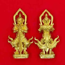 Statua Dio Gigante Wessuwan Ottone LP Pat Wat Huay Duan Divinità Buddha Tailandese Amuleto