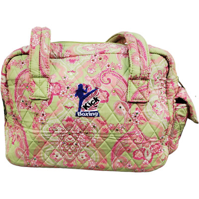 Zumba Lemon Hill Shoulder Bag with Patches Womens Green Pink Paisley Zip Closure