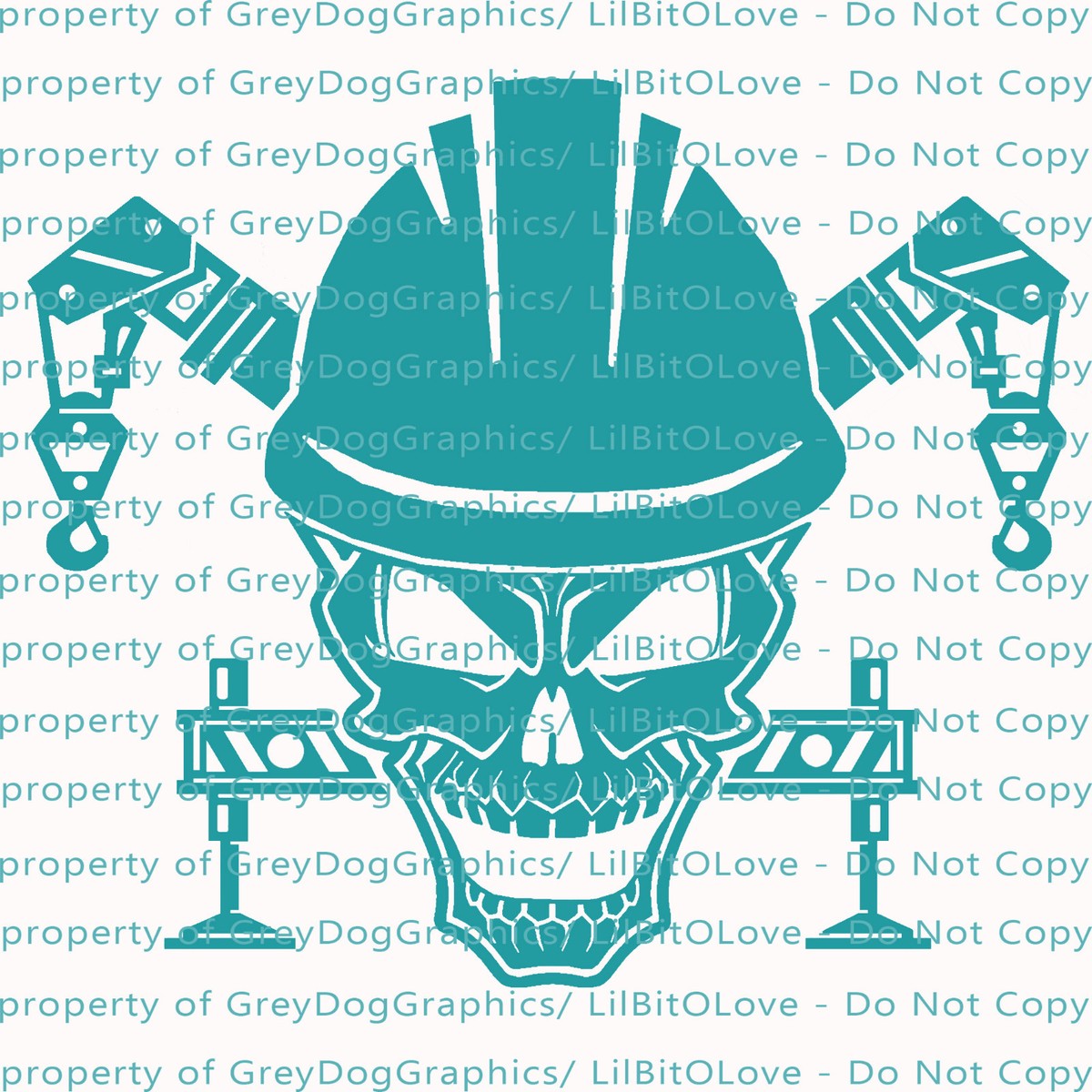 Crane Operator Skull Vinyl Decal Construction Site Sticker Boom