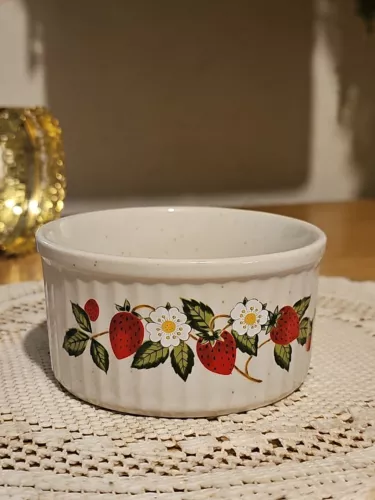 Vintage Sheffield Strawberries & Cream Stoneware Ramekin Japan