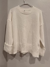 Unbranded White Oversized Sweater With Cuffed Sleeves Size Medium Very Soft