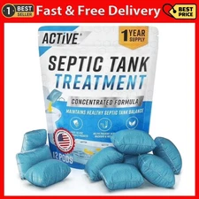Septic Tank System Treatment Pods - 12 Dissolving Packets | Enzyme-Producing Liv