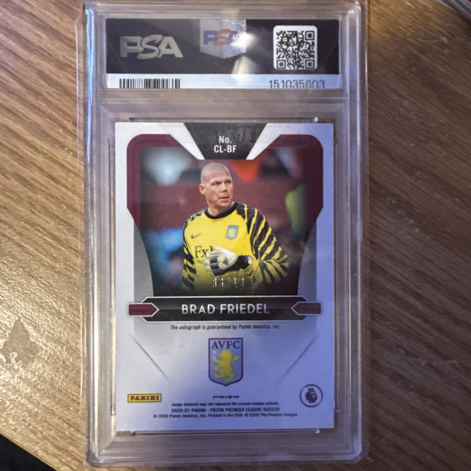 2020-21 Panini Prizm Premier League Brad Friedel Auto Gold Prizm /10 SSP Legends view 2