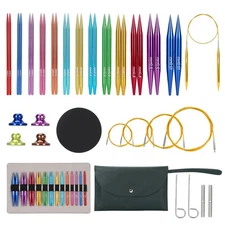 Interchangeable Circular Knitting Needles Set - 13 Pairs (3mm-10mm) with 4 Fl...