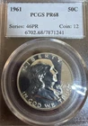 1961 FRANKLIN SILVER HALF DOLLAR PCGS PR68 *RARE*