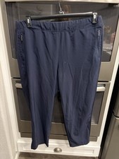 Chico's Navy Blue Capri Pants with Stretch, Pockets Zipper Accents