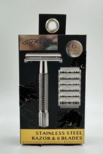 ED HARDY - Stainless Steel Razor & 6 Blades-Ultimate Precision-Close Shave-Gift