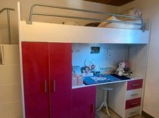 Hochbett Kinderbett mit Schreibtisch & Kleiderschrank  +2 BETT | inkl Matratzen.