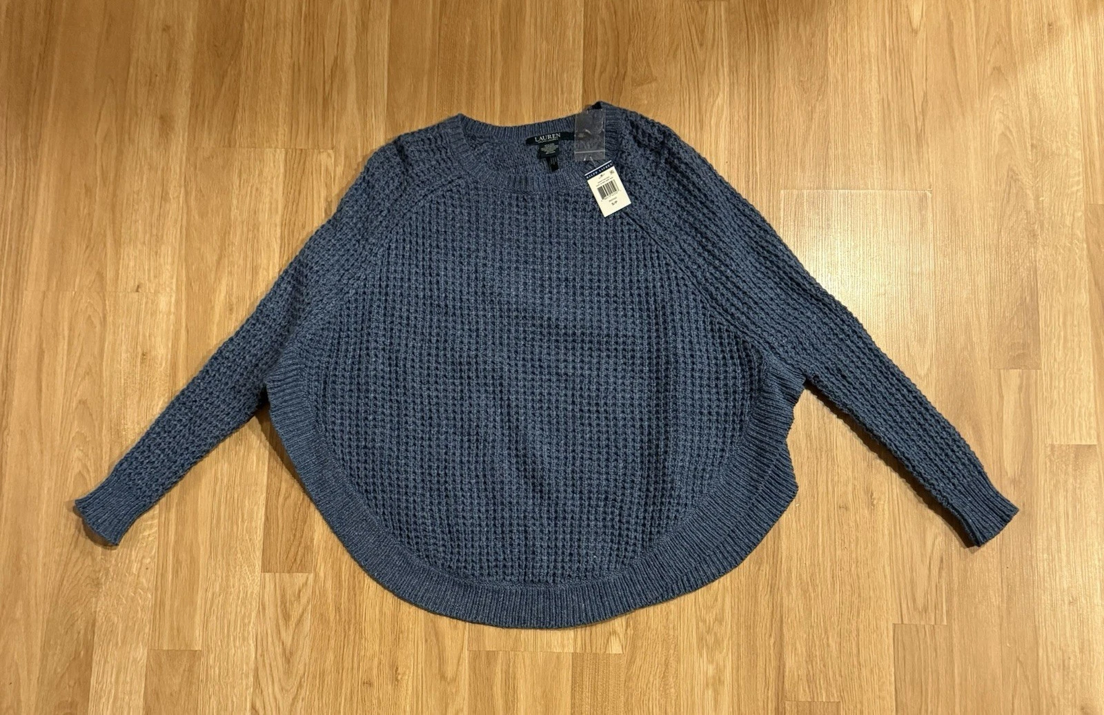 NEW Lauren Ralph Lauren Dolman Sleeve Poncho Style Sweater - Blue - Small