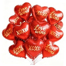 Valentine's Balloons 15pcs 18 Inch Foil Love XOXO Red Heart Red-red Love