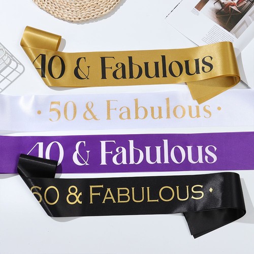 30 & Fabulous Shoulder Girdle Happy Birtdhay Funny Sashes Glitter Satin Sash - Picture 8 of 12