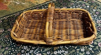 Vintage Handgewebter Weidenkorb Blumen Sammelkorb Ware Landhaus Kern Deko