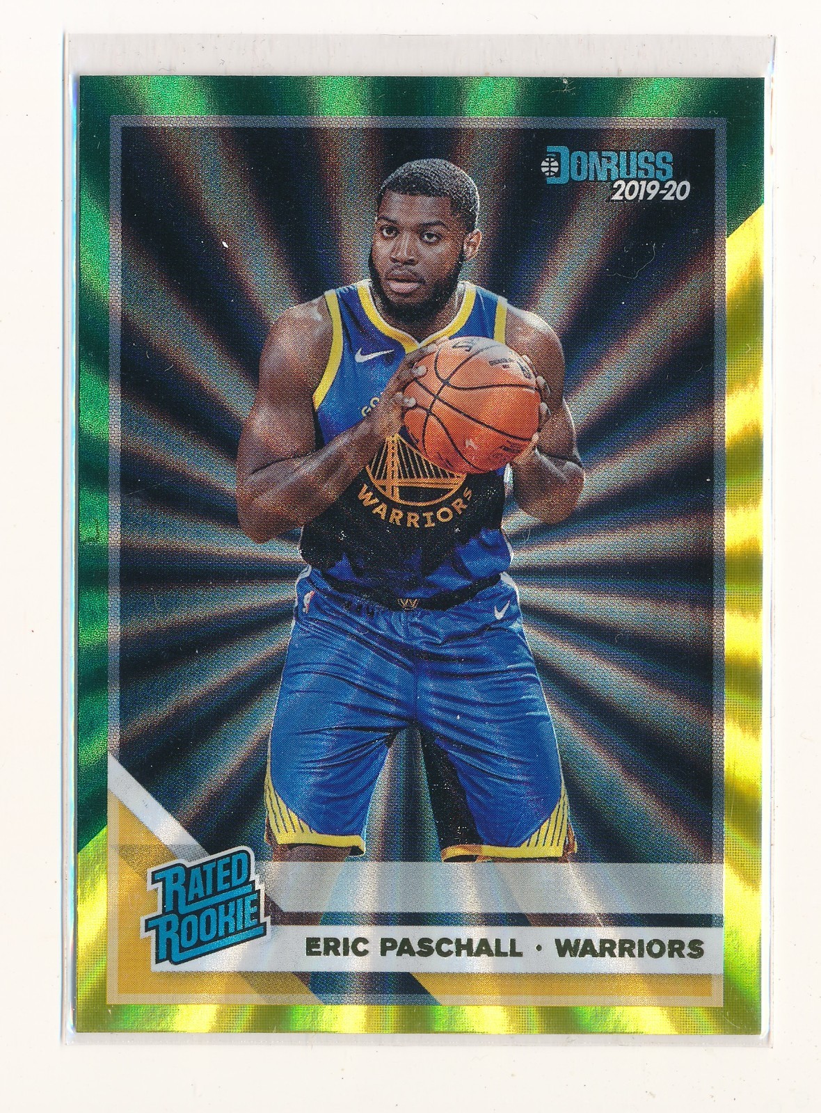 ERIC PASCHALL 2019-20 PANINI DONRUSS HOLO GREEN YELLOW LASER RC RATED ROOKIE