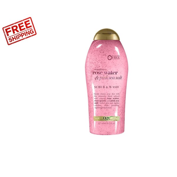 Exfoliante corporal hidratante de agua de rosas y sal marina rosa para piel sensible - 19,5 OZ