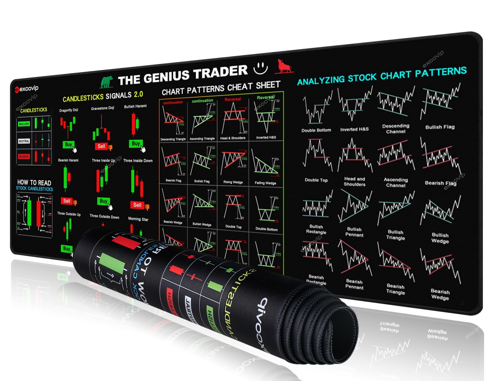ablieve Stock Market Invest Day Trader Trading 31.5L x 11.8W inches, Black