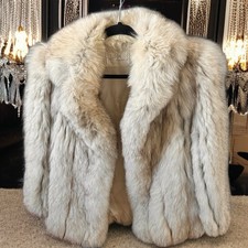 SAGA FOX Genuine Silver Fox Fur Jacket Fur Coat Vintage Women  s SZ S M FLAW