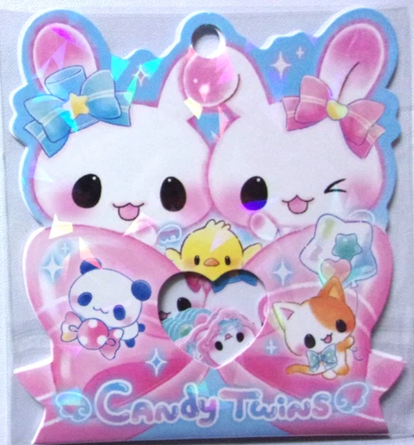 Q-LIA Candy Twins Rabbit Panda Cat Flake Sticker Japan 21 pieces