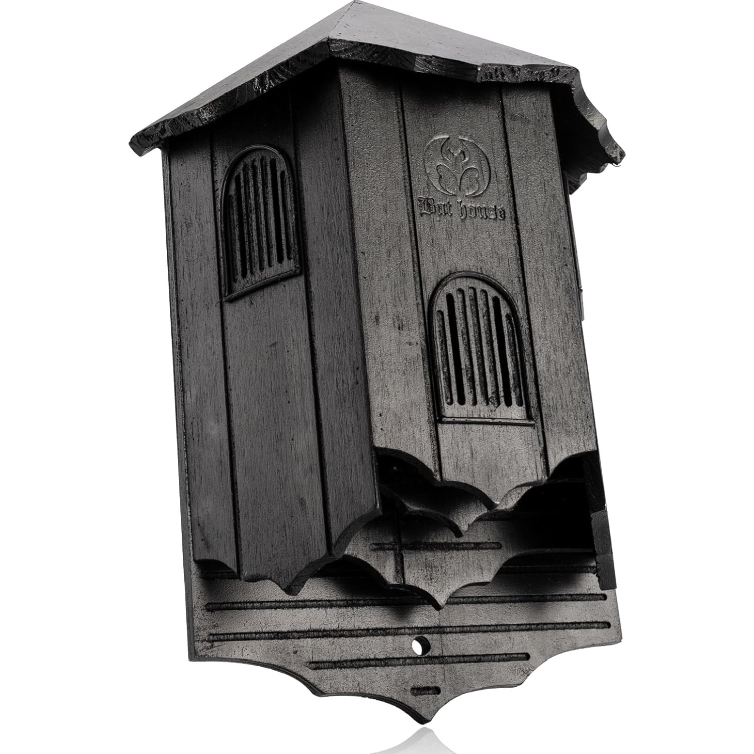 Fledermaushaus Holz groß für Außenbereich Dreikammer Schwarz langlebig