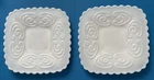 Vintage White Milk Glass Square Sandwich Salad Plates Set Of 2